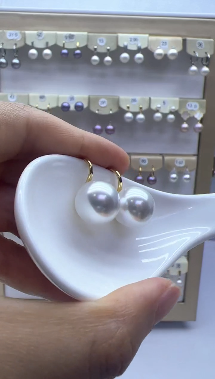 银S925镶嵌淡水珍珠耳饰98-