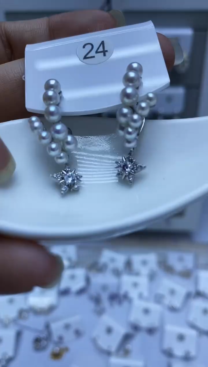 银S925镶嵌耳饰淡水珍珠24