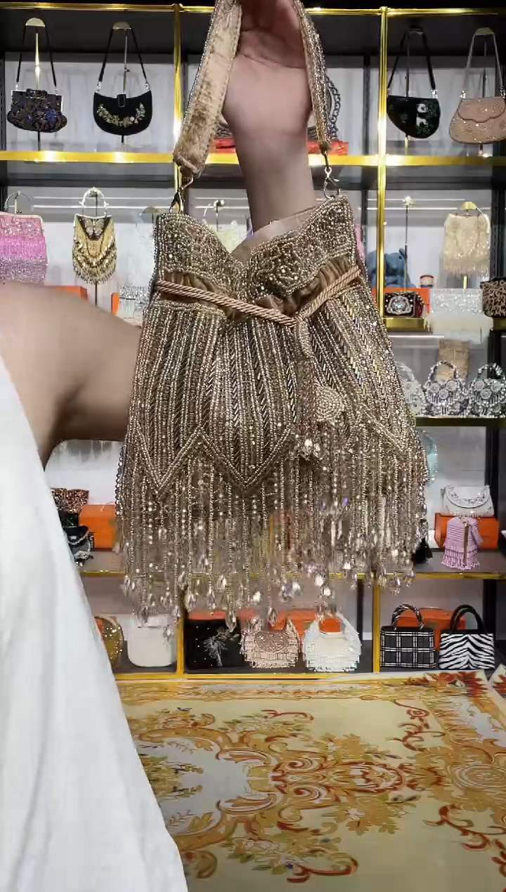 织物珠韵恒泽重工串珠手提包直播间女神专拍
