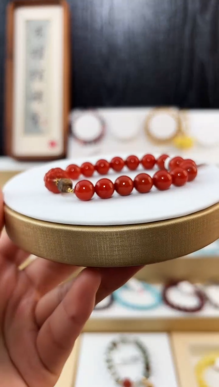 18K金镶嵌手串南红玛瑙LQ3363 18K南红手串9+多样性发一