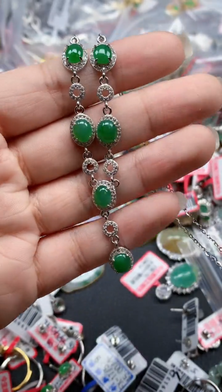 银S925镶嵌戒指翡翠天然A货缅甸翡翠