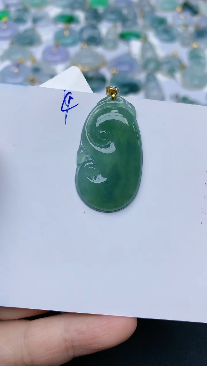 【闪购商品】翡翠颈饰18K金镶嵌天然翡翠A货    4