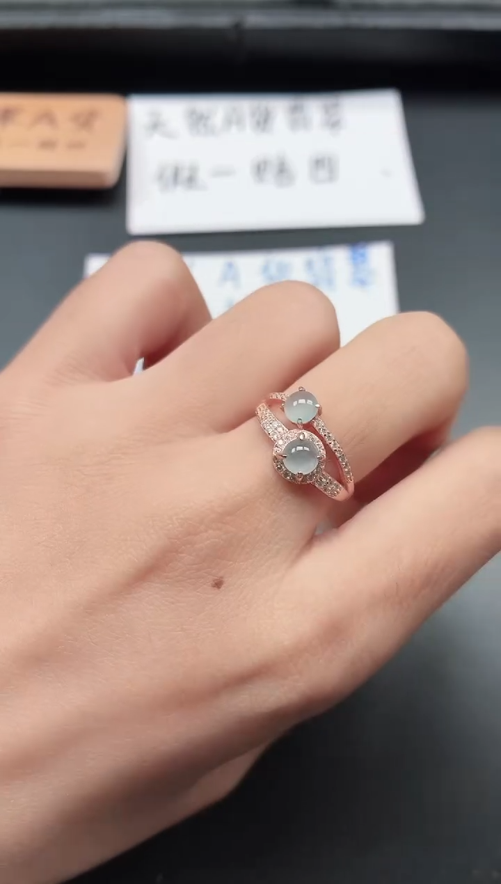 银S925镶嵌戒指翡翠1