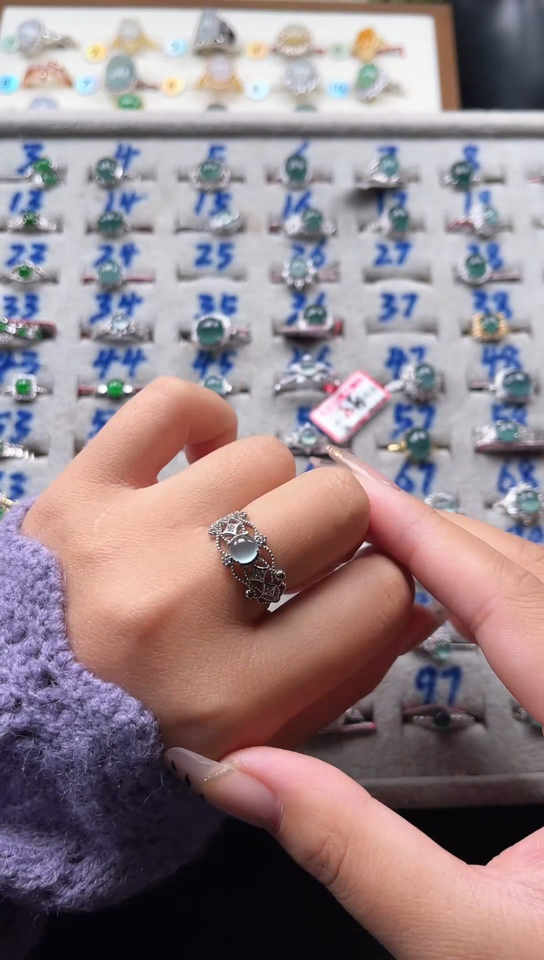 【闪购商品】翡翠戒指银S925镶嵌天然A货翡翠戒指