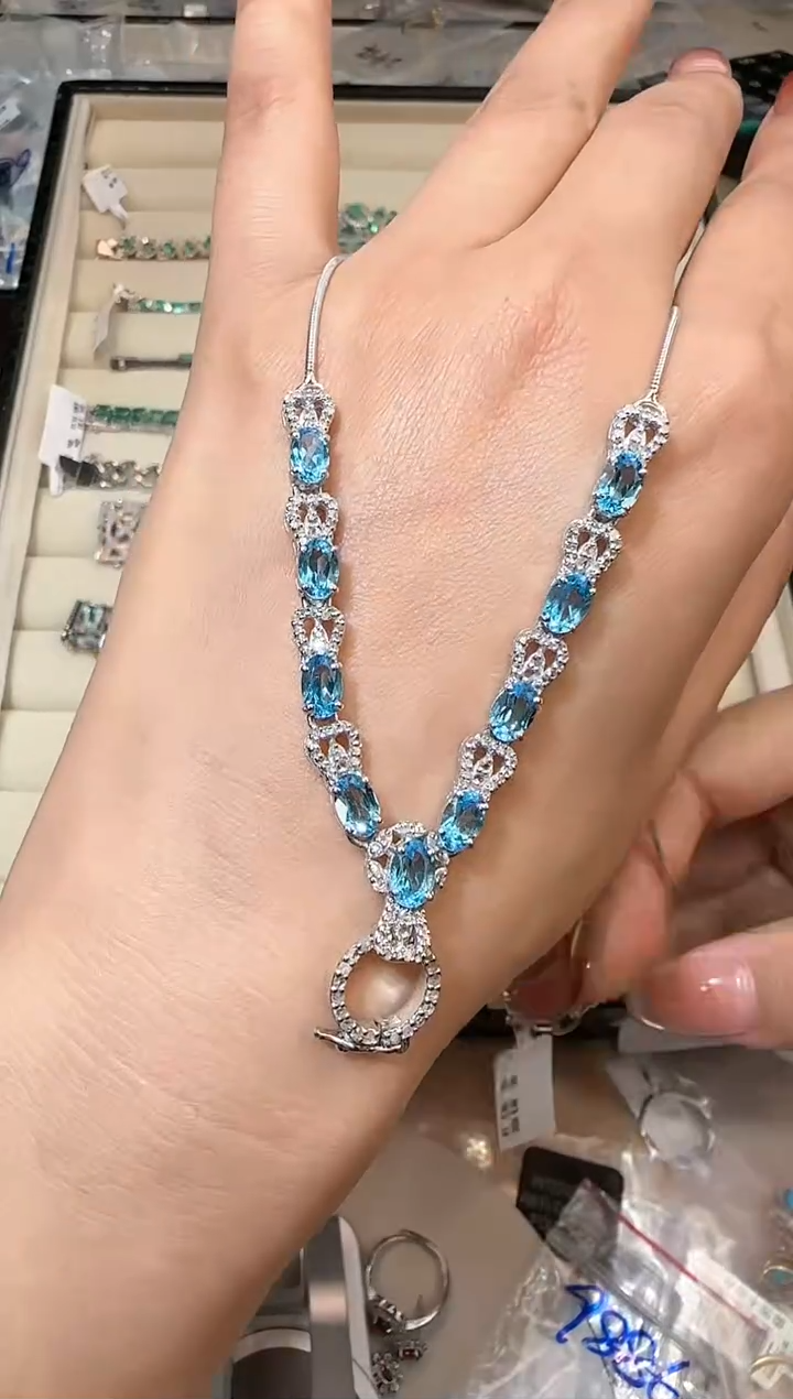 【闪购商品】定制托帕石套链银S925镶嵌套链