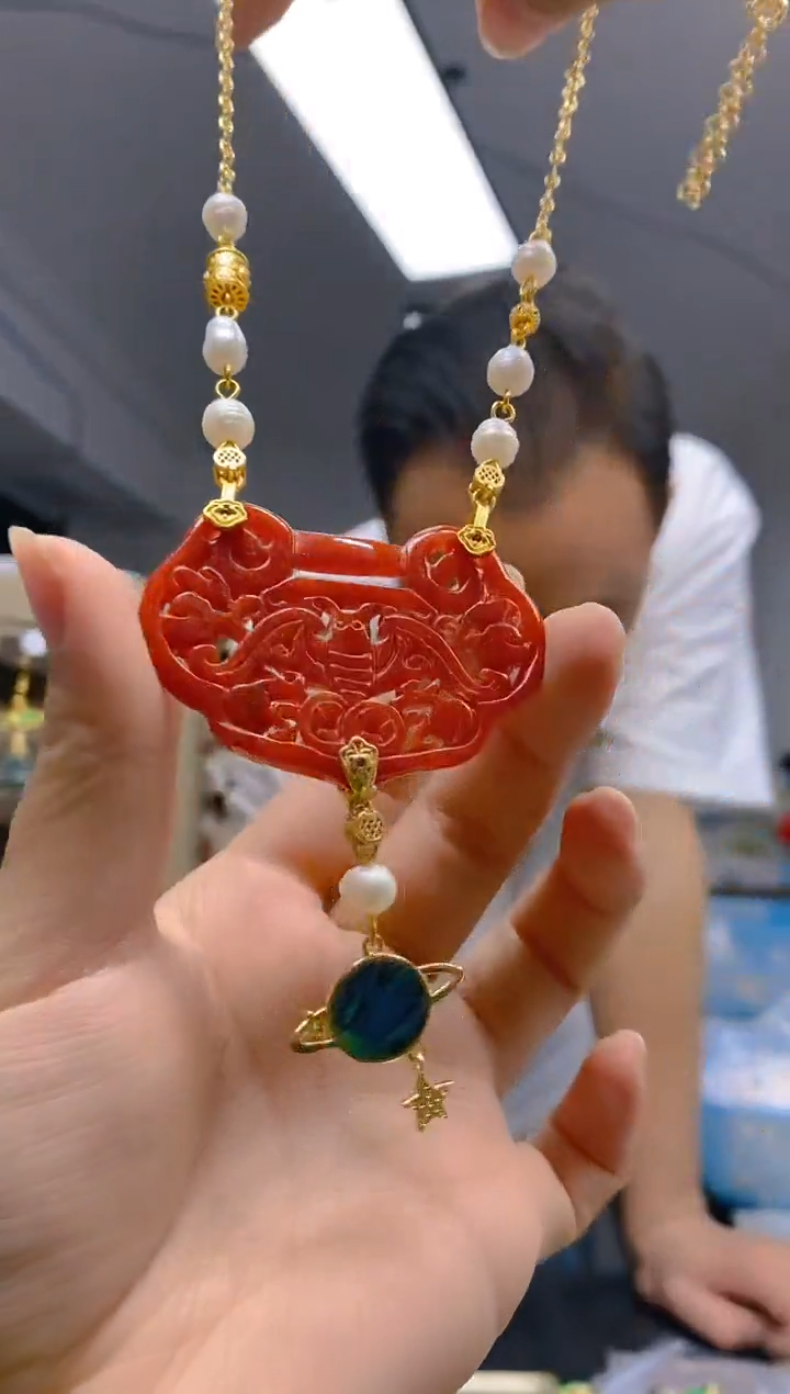 【闪购商品】翡翠耳饰合金0386翡翠锁骨链