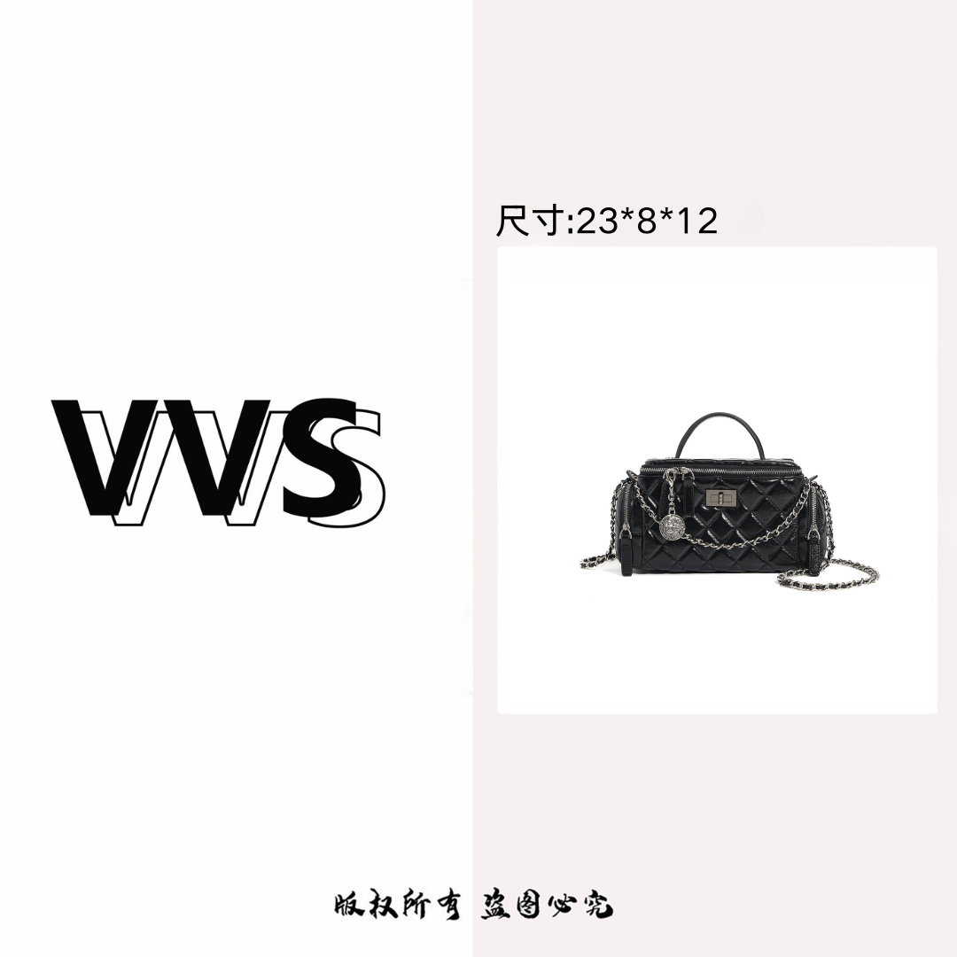 高级感菱格链条盒子包2025新款百搭相机包单肩斜挎包HB-5191黑