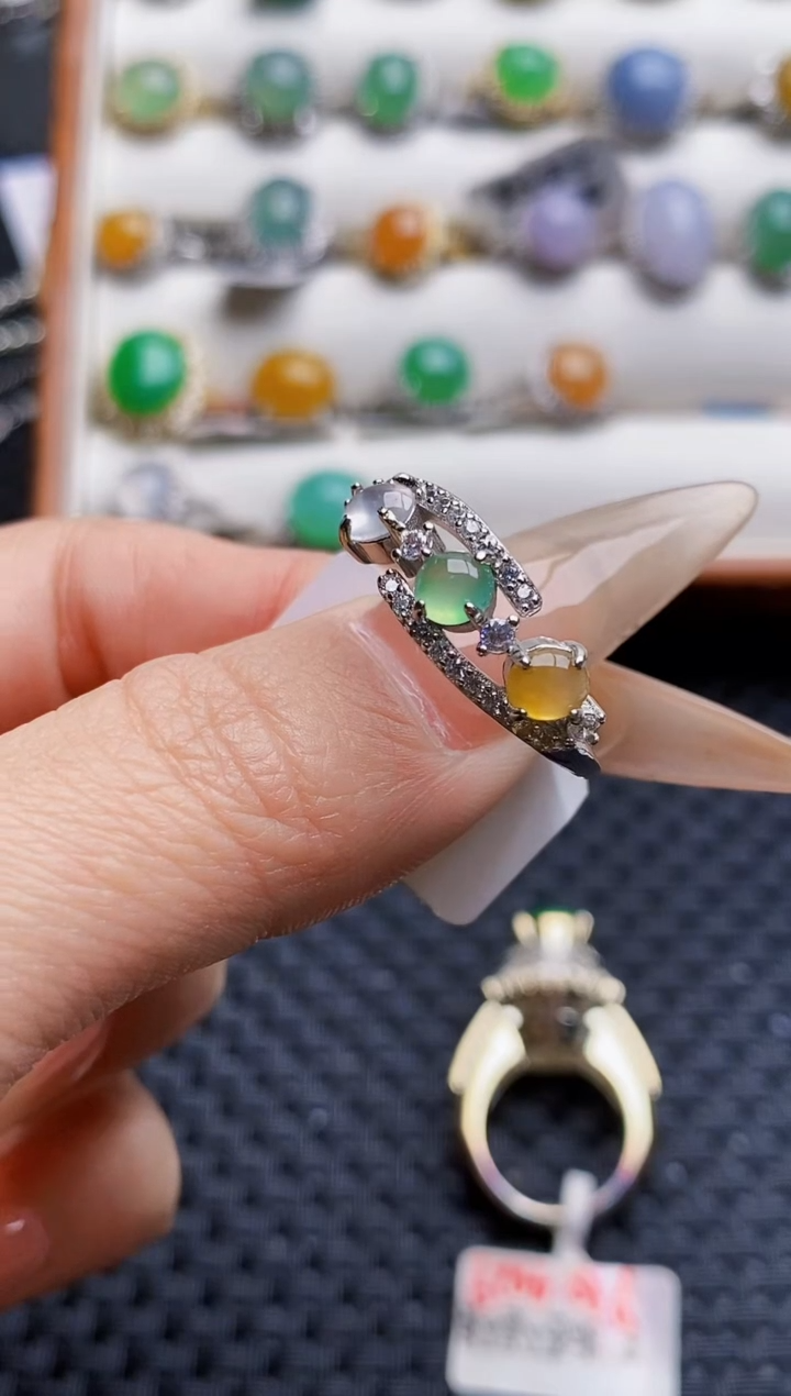 银S925镶嵌戒指翡翠0261