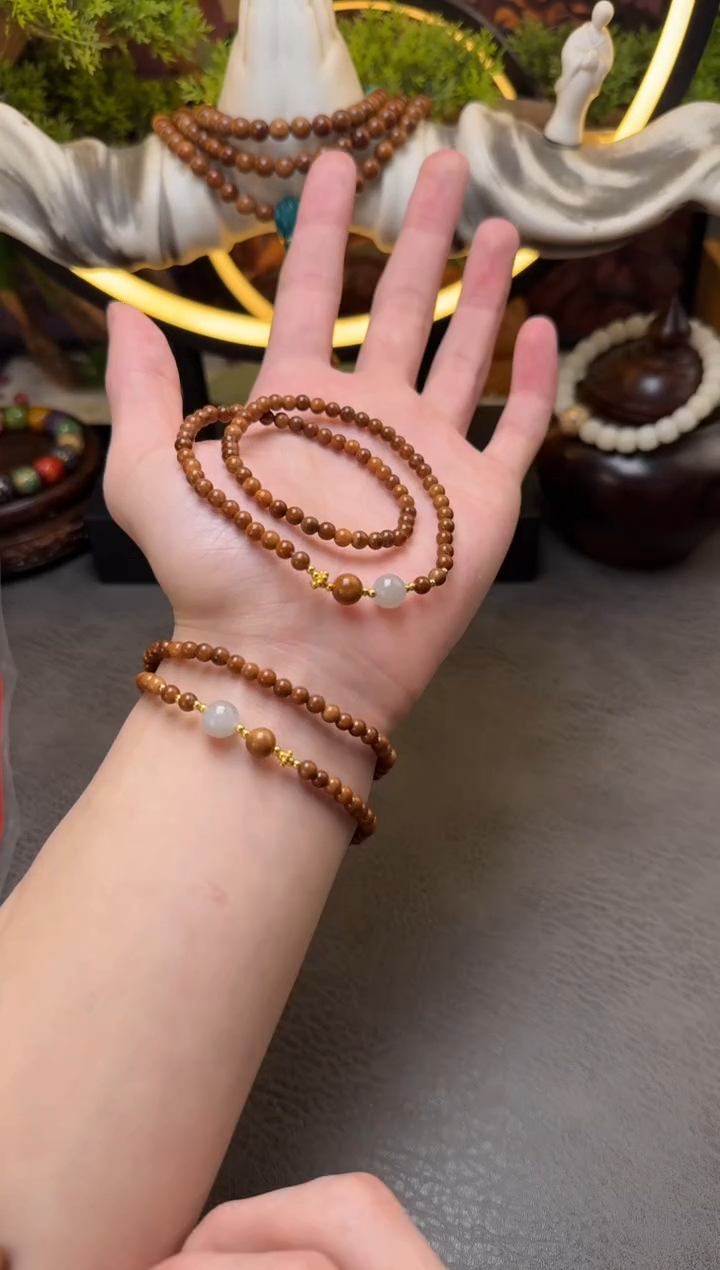 手串库克未镶嵌库克小而精和田圆珠双圈