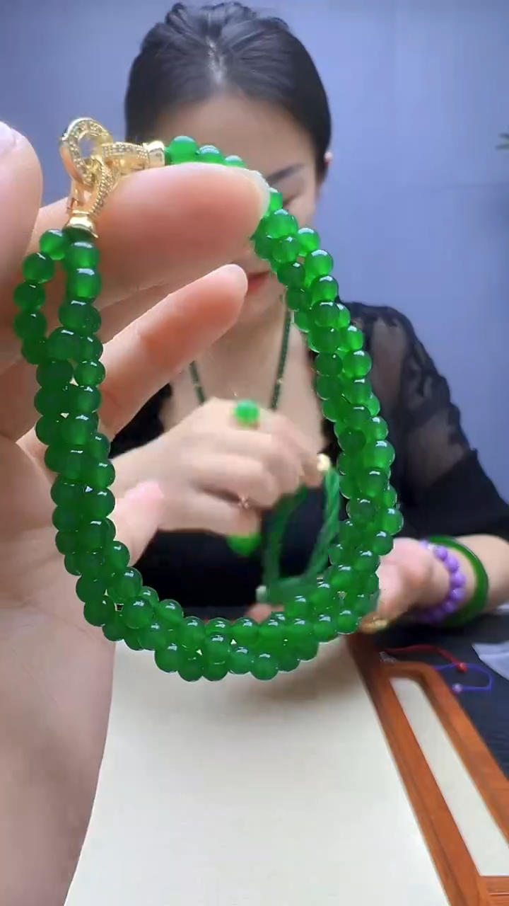 翡翠14K金镶嵌颈饰沉白diy颈饰