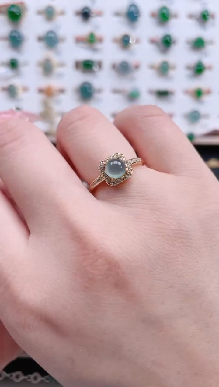 银S925镶嵌戒指翡翠天然翡翠