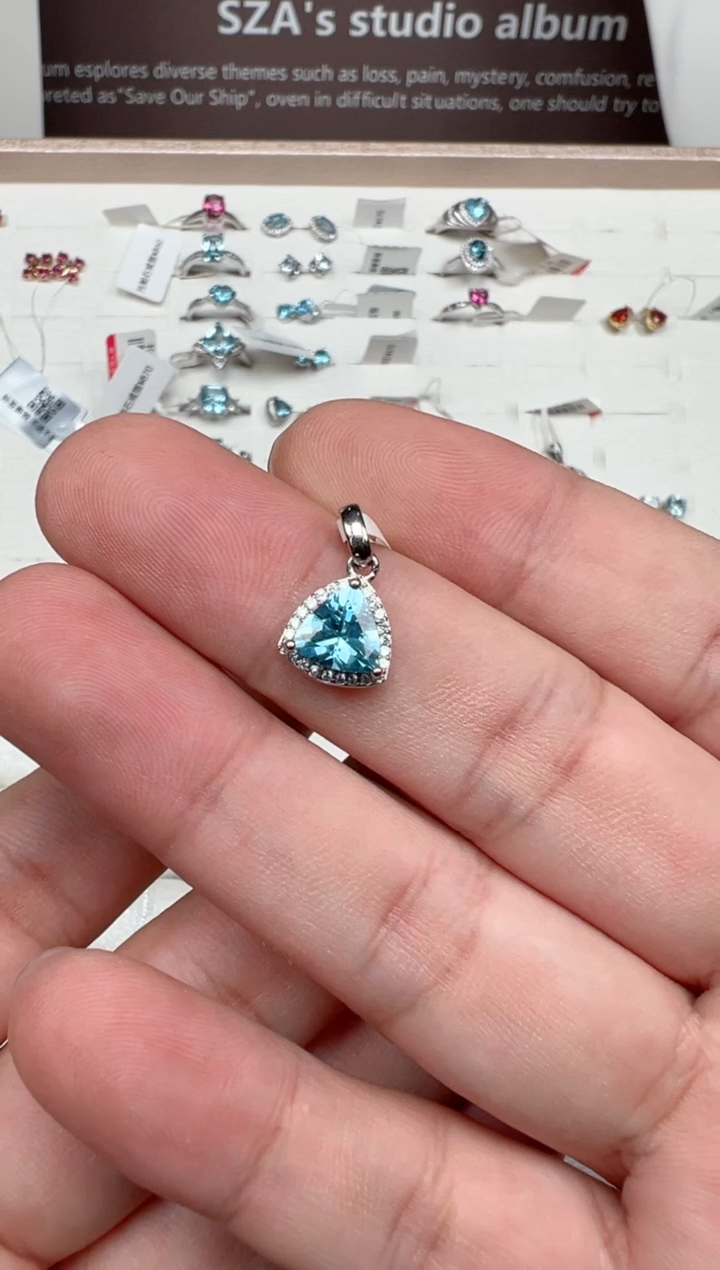 吊坠(不含链)银S925镶嵌托帕石吊坠29