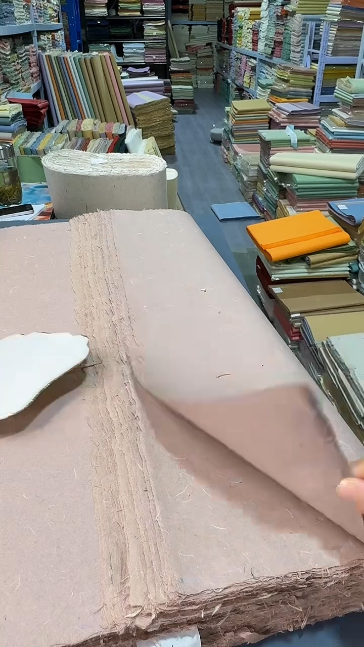 纯手工四尺整张100张棕红色混搭楮皮笺