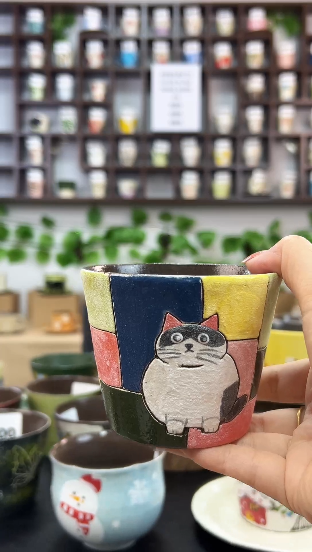 手工手绘猫咪猪口杯
