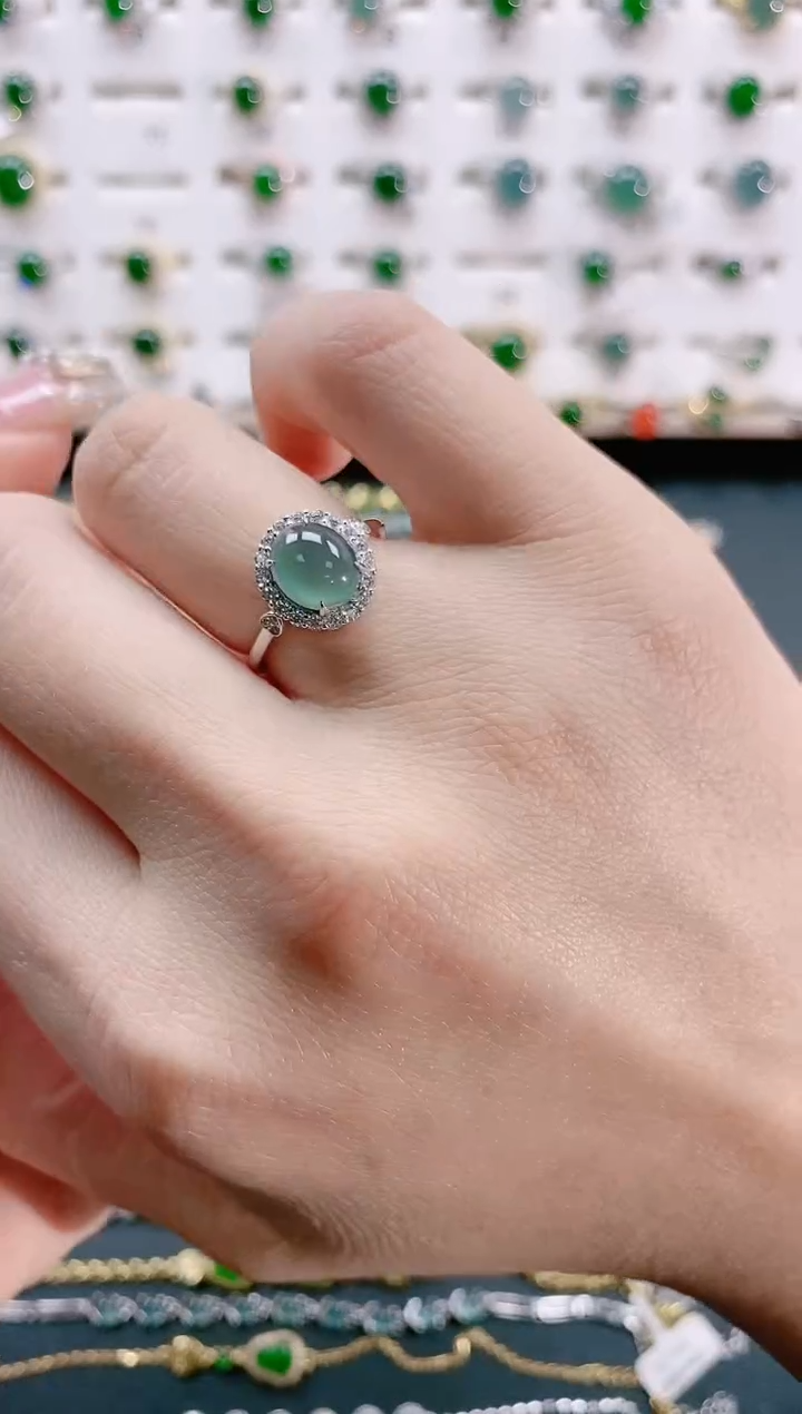 【闪购商品】翡翠戒指银S925镶嵌天然翡翠