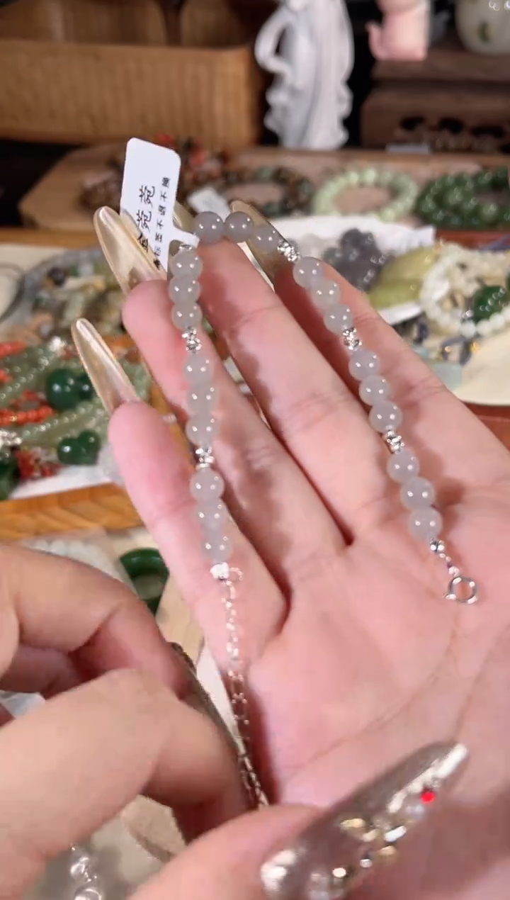 银S925镶嵌手链和田玉多样性发其一孤品默认微瑕