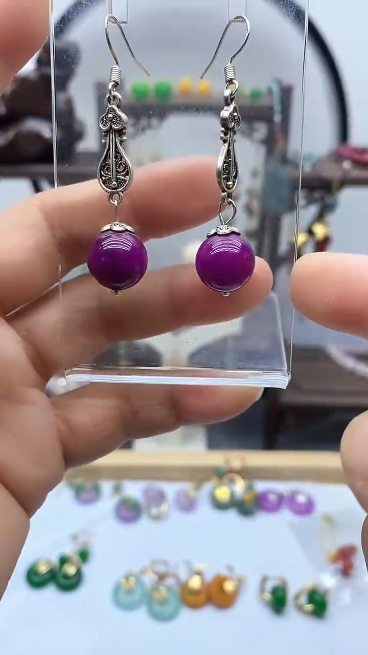 苏纪石（舒俱来）银S925镶嵌耳饰118