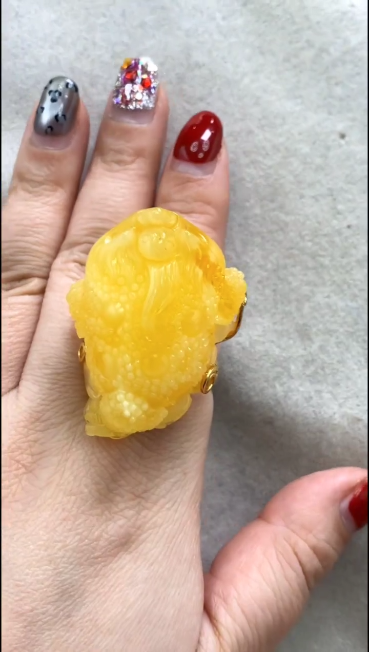 【闪购商品】琥珀戒指银S925镶嵌戒指