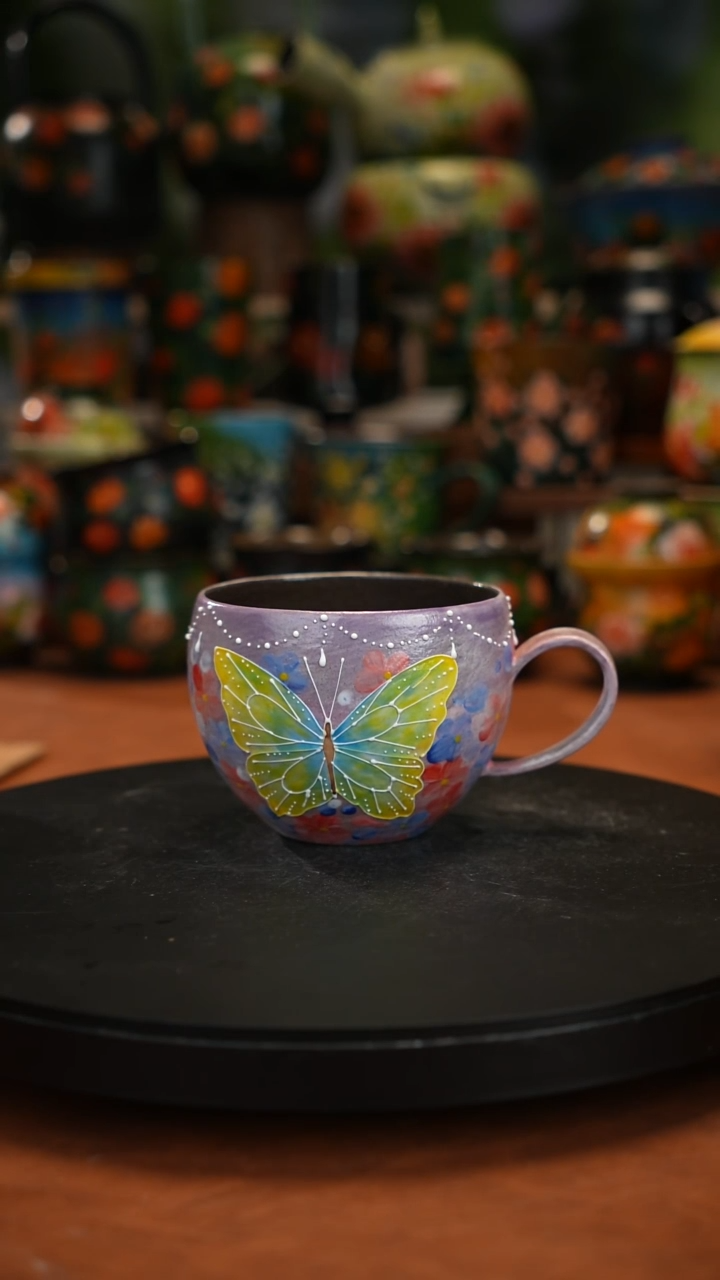 紫砂油画手绘釉下彩