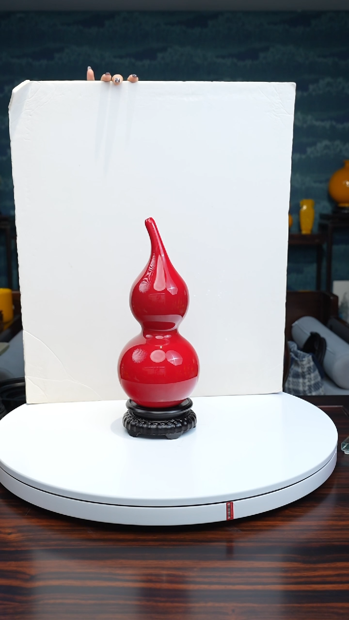 【闪购商品】琉璃手工艺品珊瑚红中号葫芦