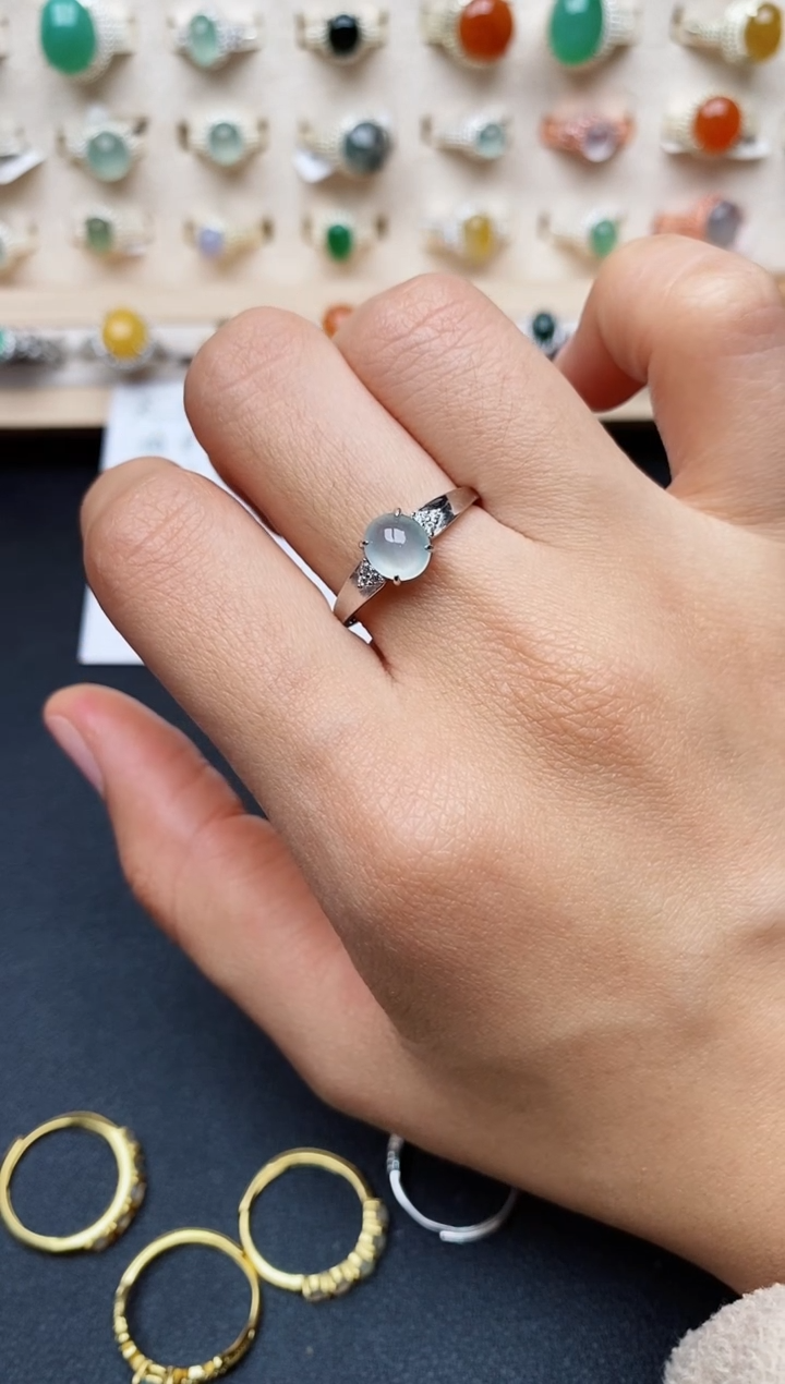 【闪购商品】翡翠戒指银S925镶嵌缅甸翡翠