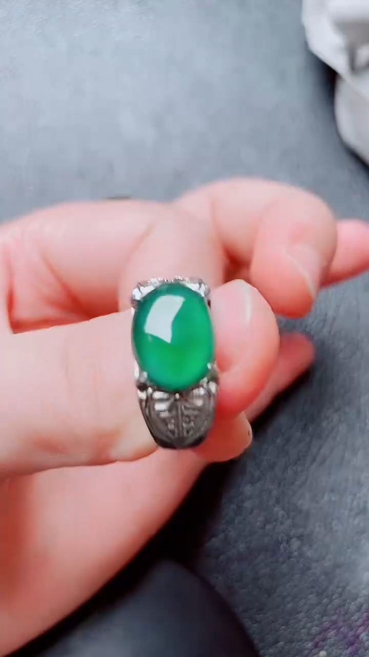 银S925镶嵌戒指翡翠翡翠