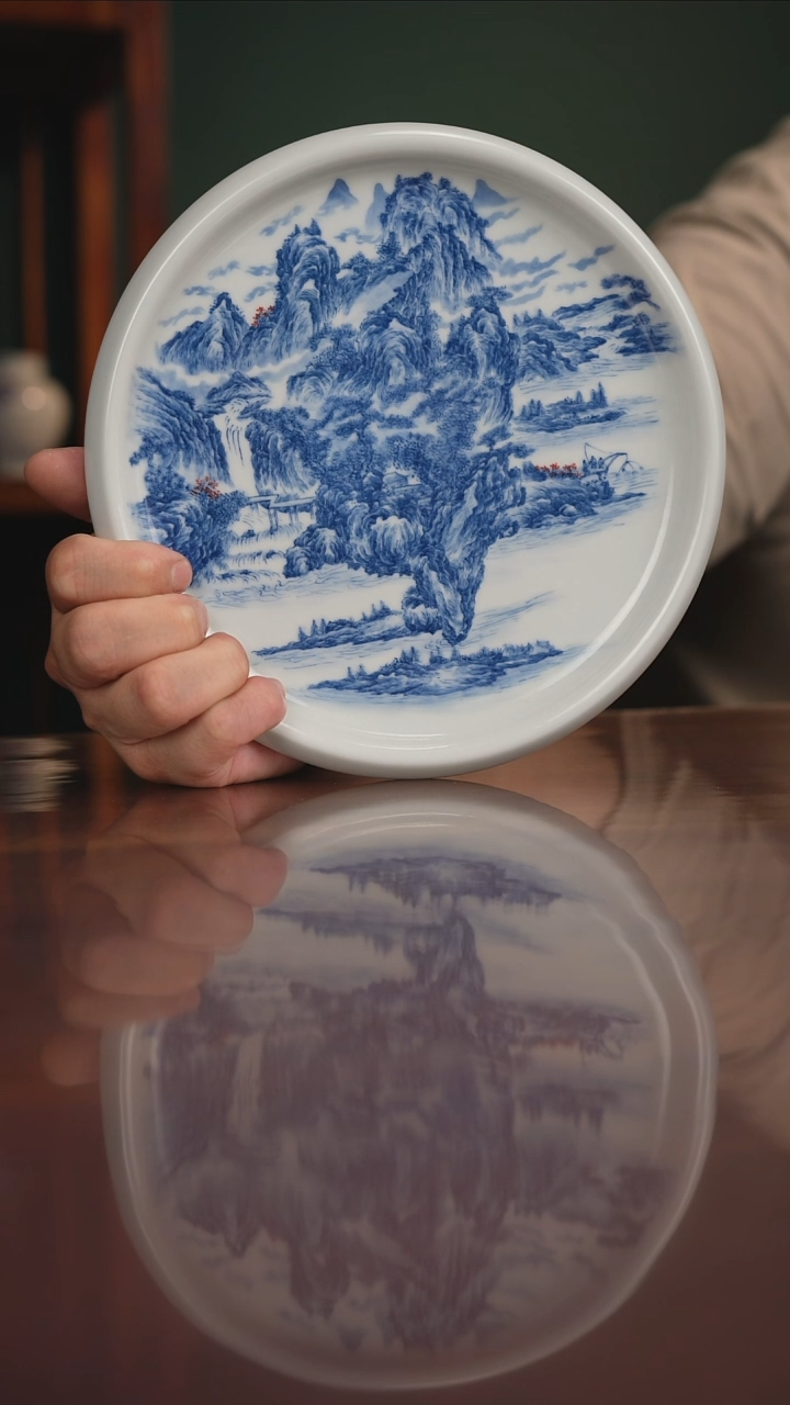 景琳藏青花北派山水