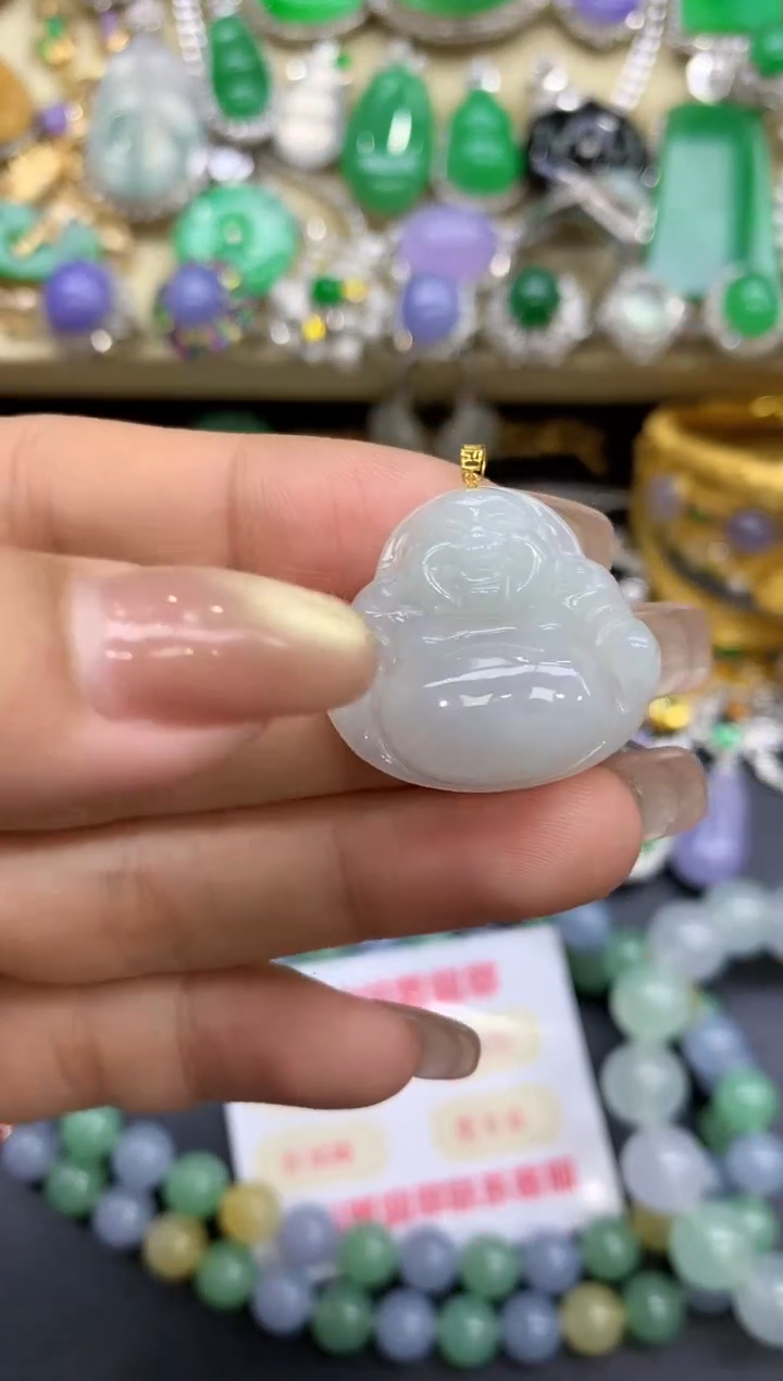 颈饰18K金镶嵌翡翠45-中国好珍宝