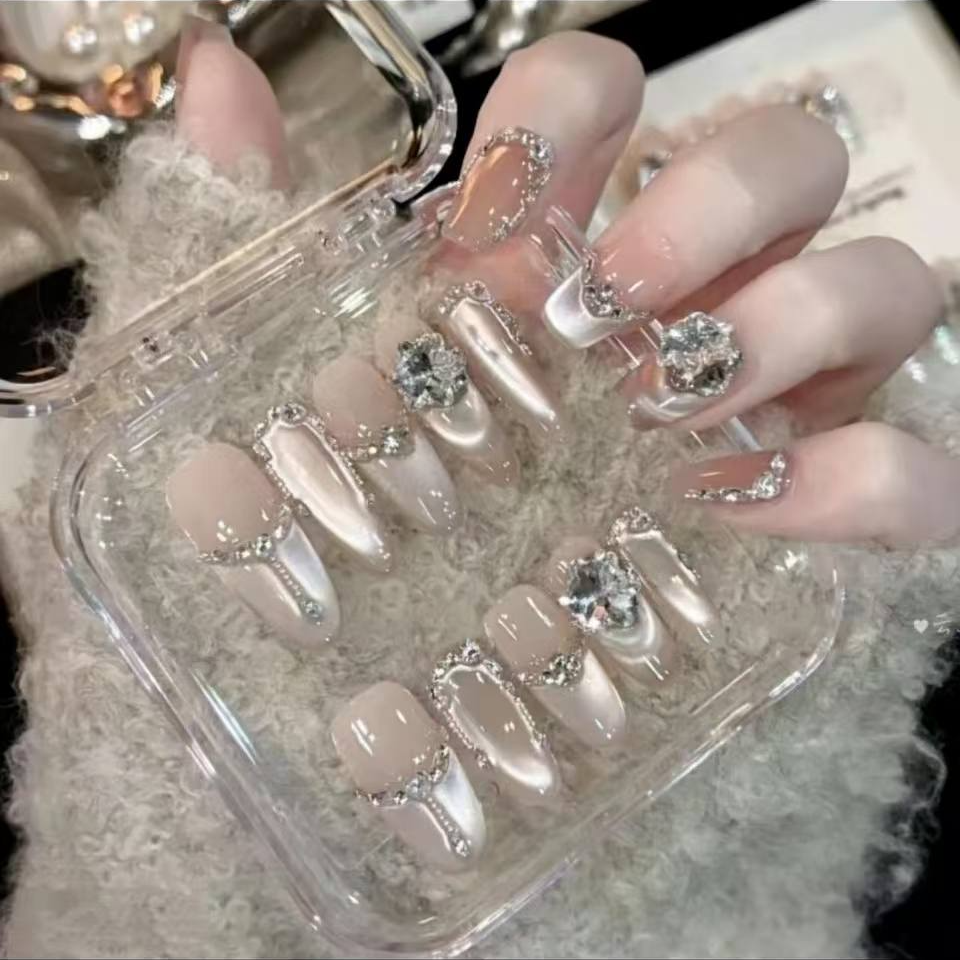 【苍山赴雪】纯手工猫眼穿戴甲气质显白轻奢温柔百搭可拆卸美甲贴片