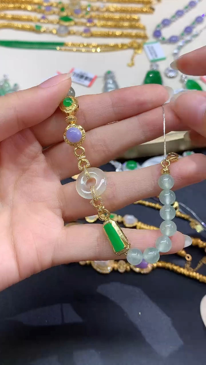 18K金镶嵌手链翡翠手链|19800