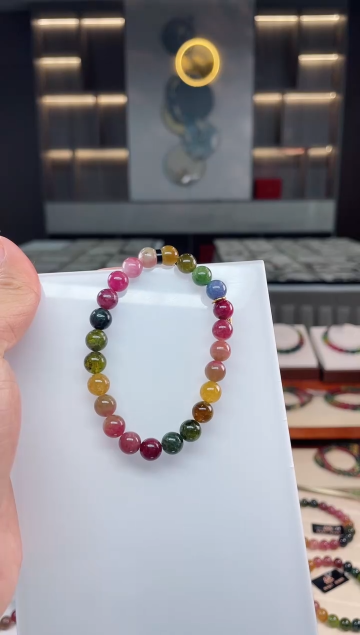 未镶嵌老矿碧玺彩虹单圈手串7mm+碧玺（多样性发一条）Q
