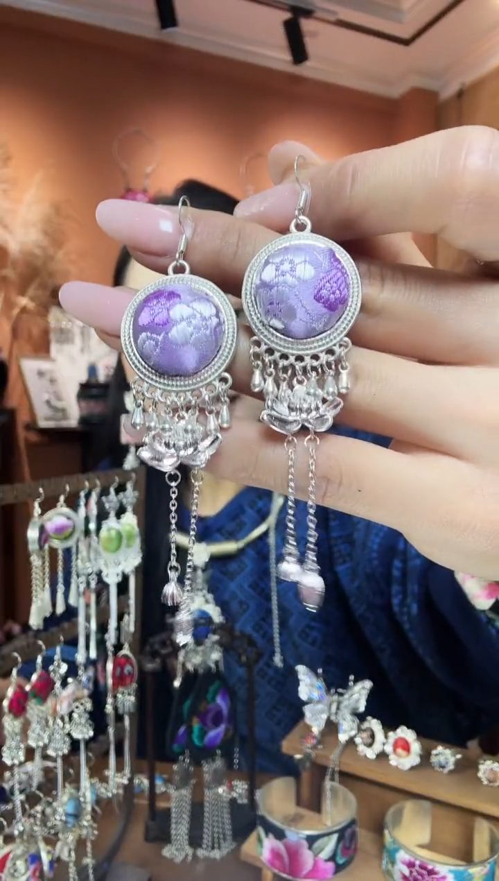 【闪购商品】刺绣传统非遗民族凤手工刺绣饰品耳环