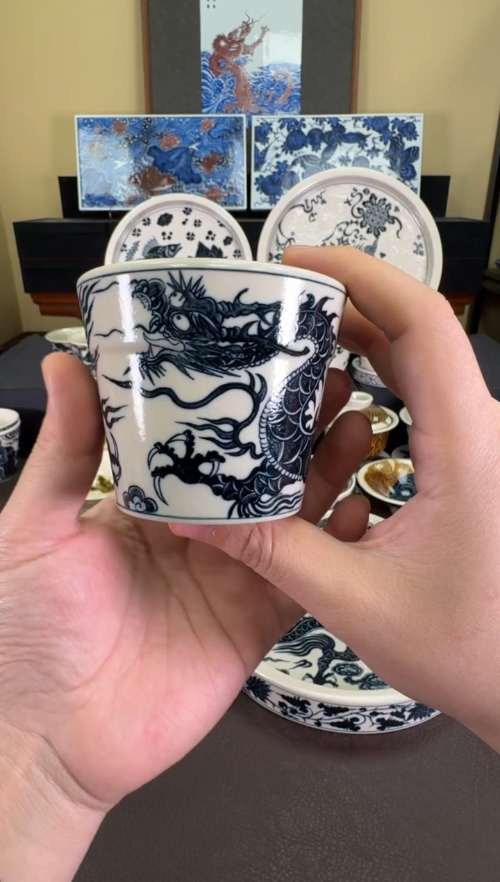 【闪购商品】二号釉1351龙纹冰桶杯