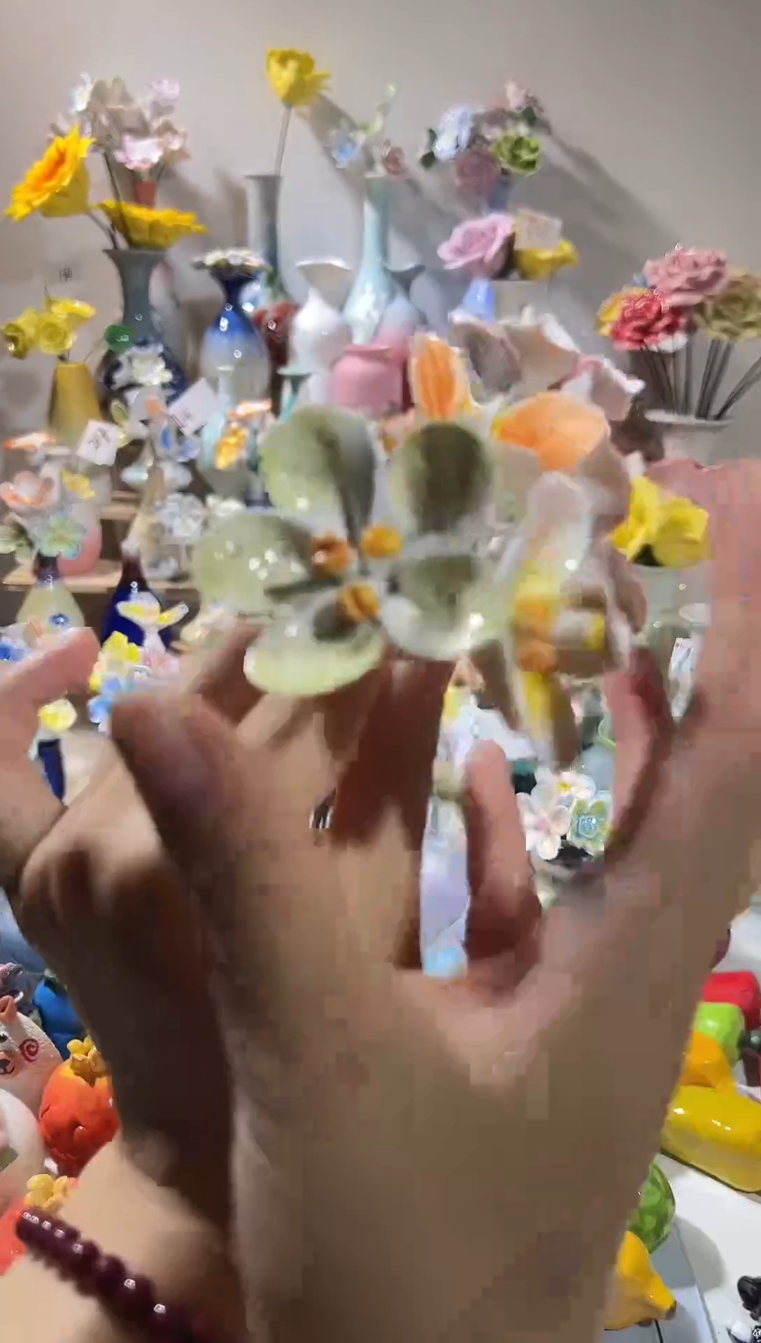 创意手工陶瓷花5支028
