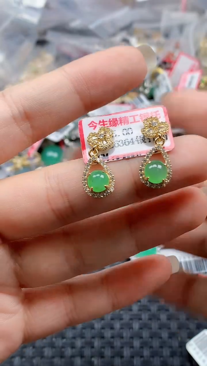 银S925镶嵌戒指翡翠天然A货缅甸翡翠