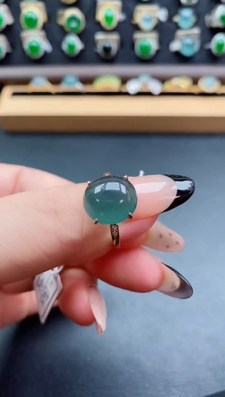 银S925镶嵌戒指翡翠1