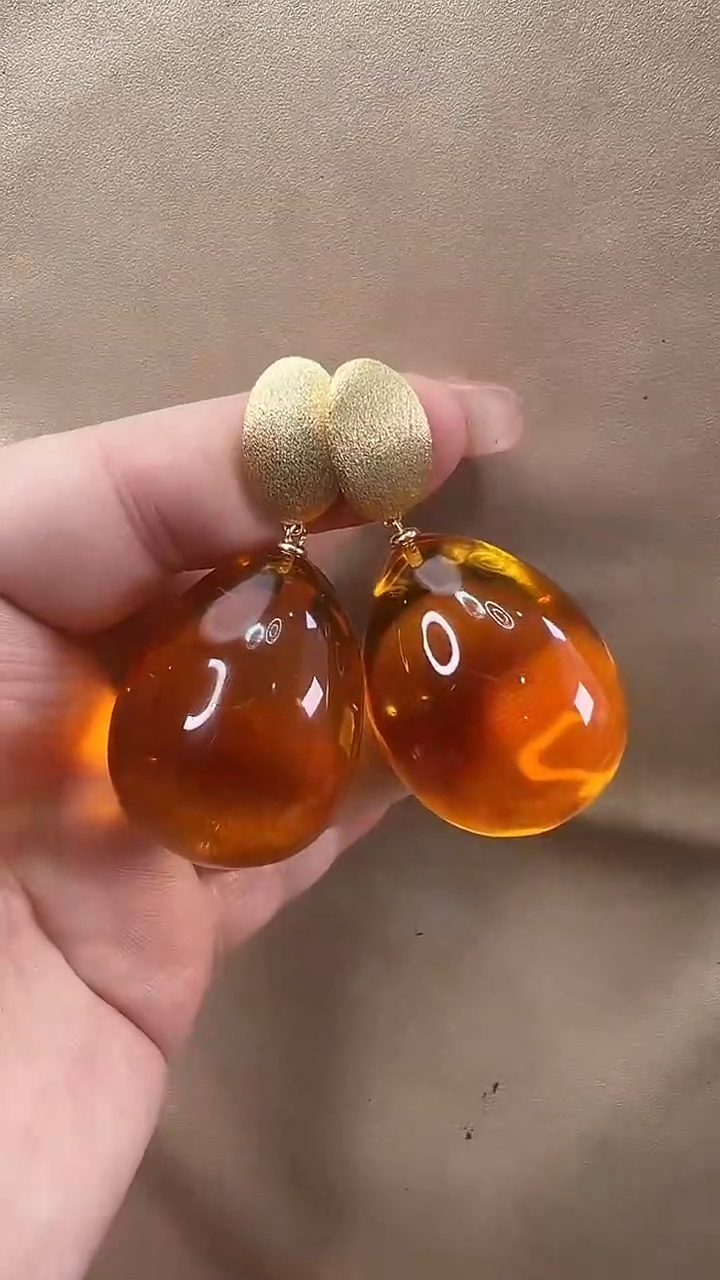 琥珀颈饰未镶嵌耳环
