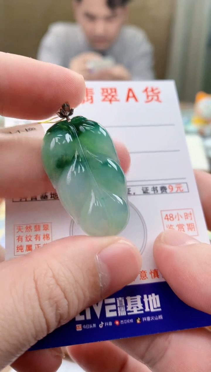 颈饰18K金镶嵌翡翠天然A货翡翠挂件