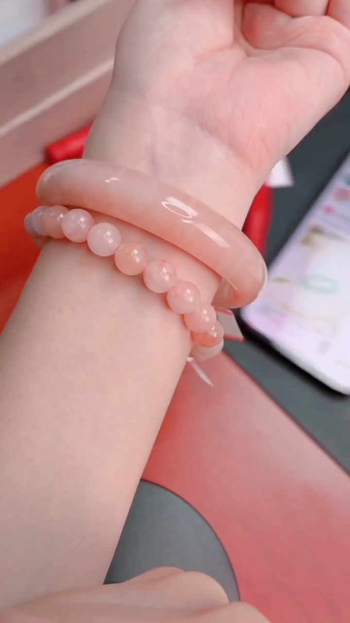 未镶嵌手镯石英质玉桃花酿86-圈口58-236