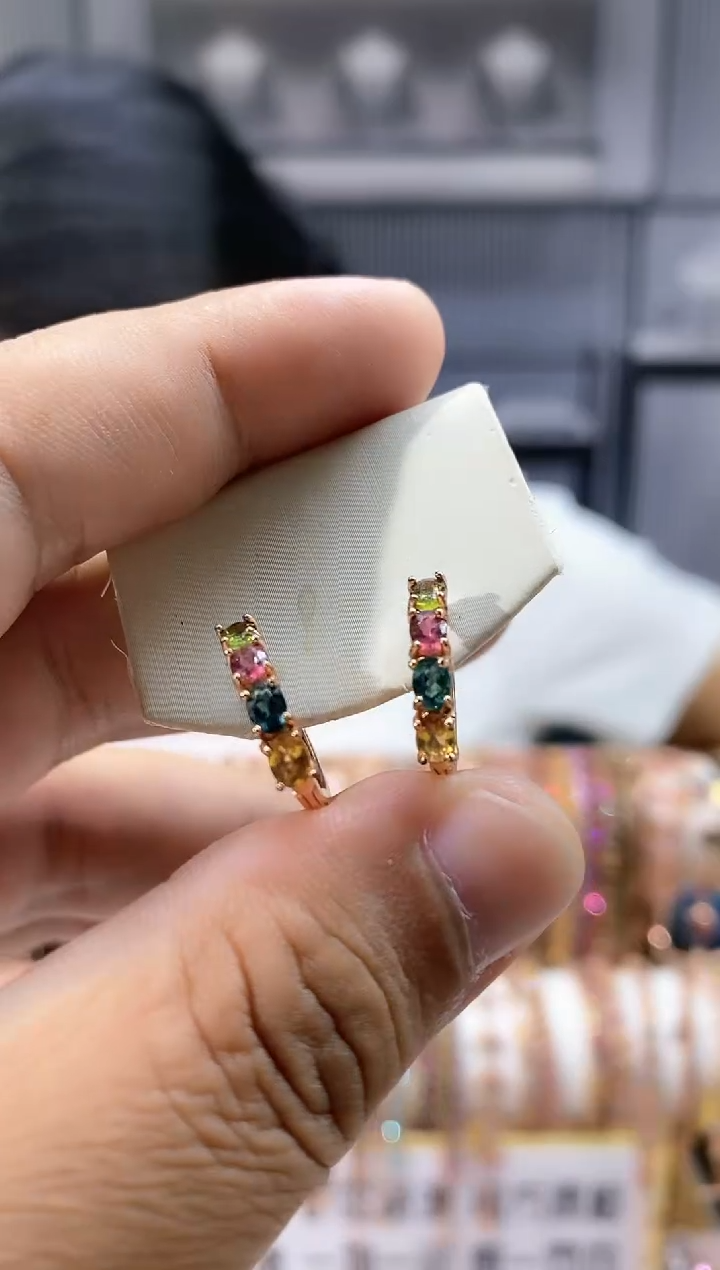 银S925镶嵌耳扣碧玺354354354354