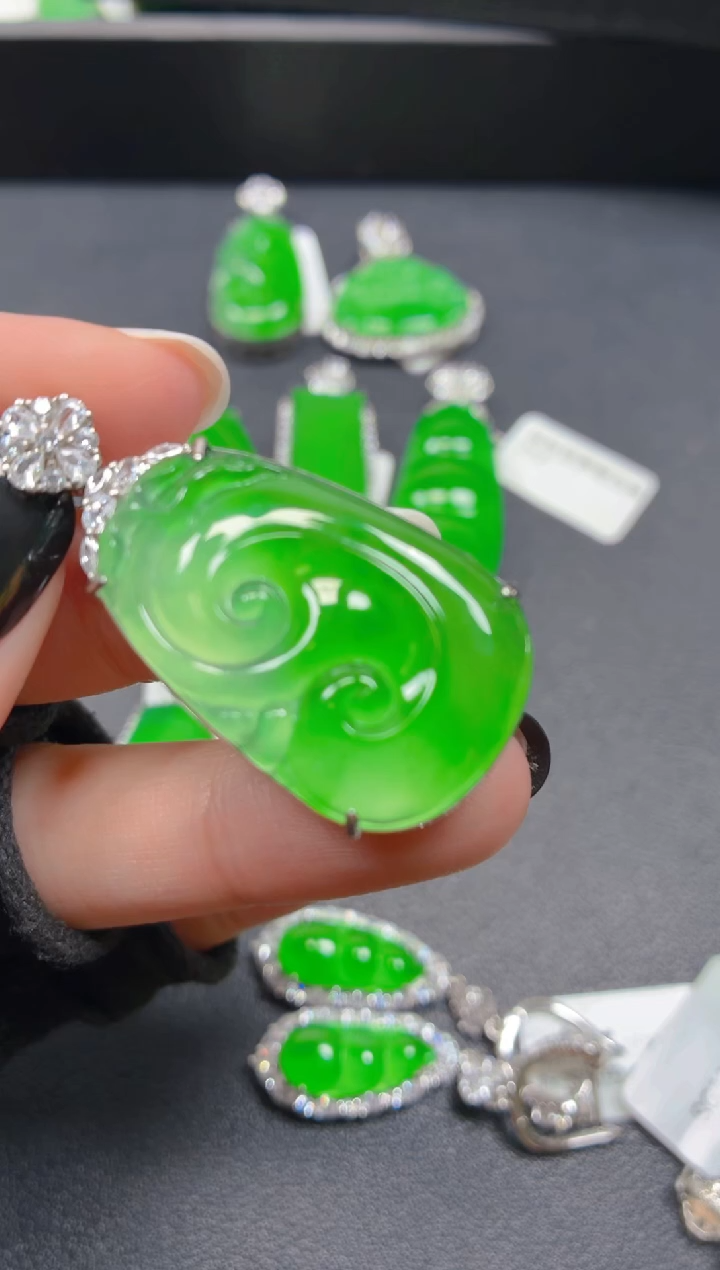 吊坠(不含链)银S925镶嵌翡翠0000