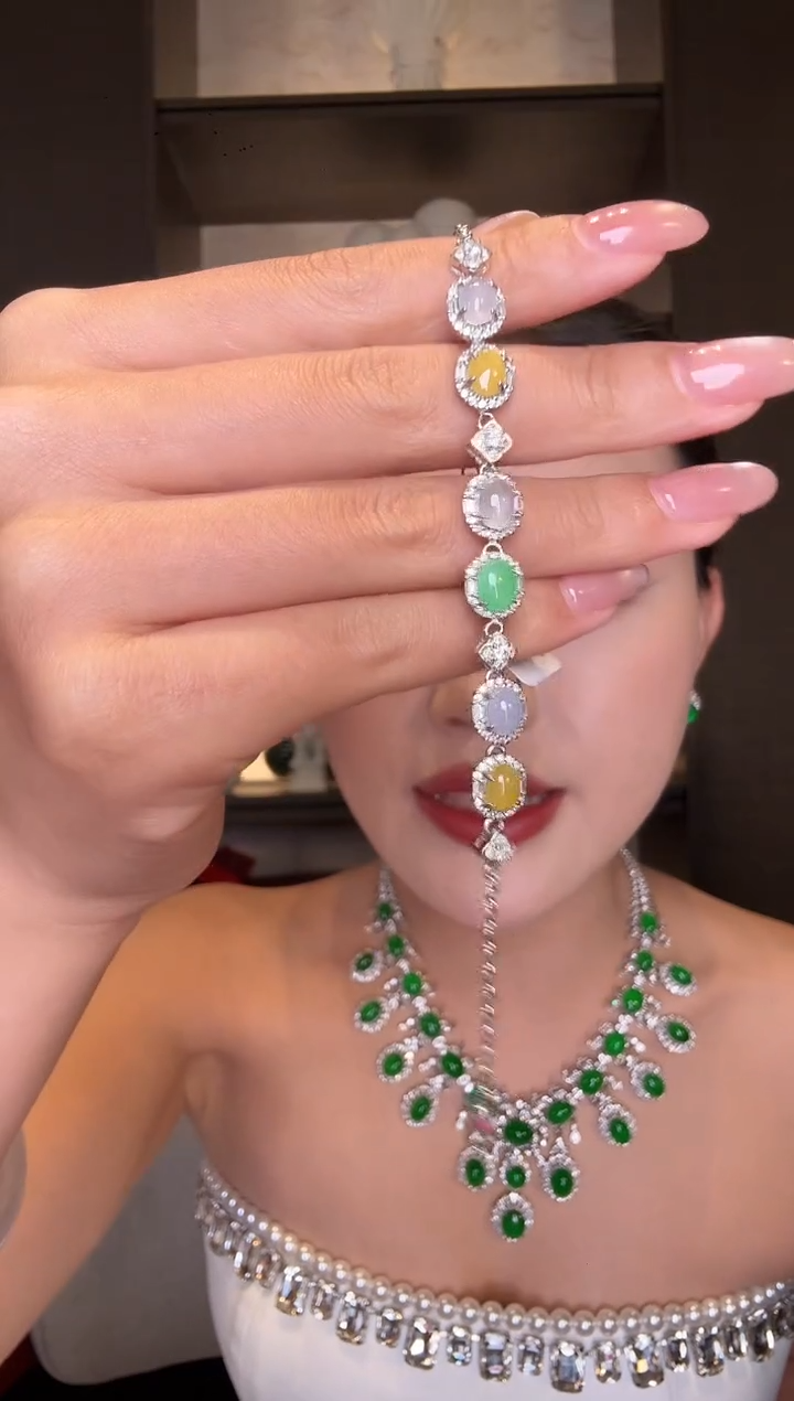 银S925镶嵌手链翡翠34