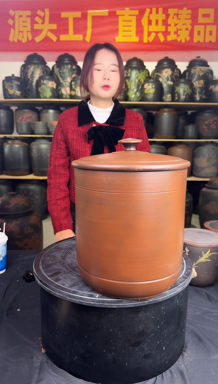 罐建水紫陶古铜色茶缸033