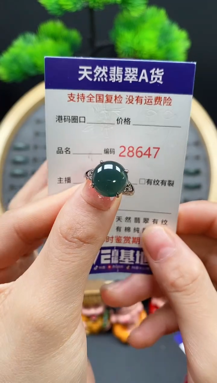 【闪购商品】翡翠戒指未镶嵌天然翡翠戒圈8647