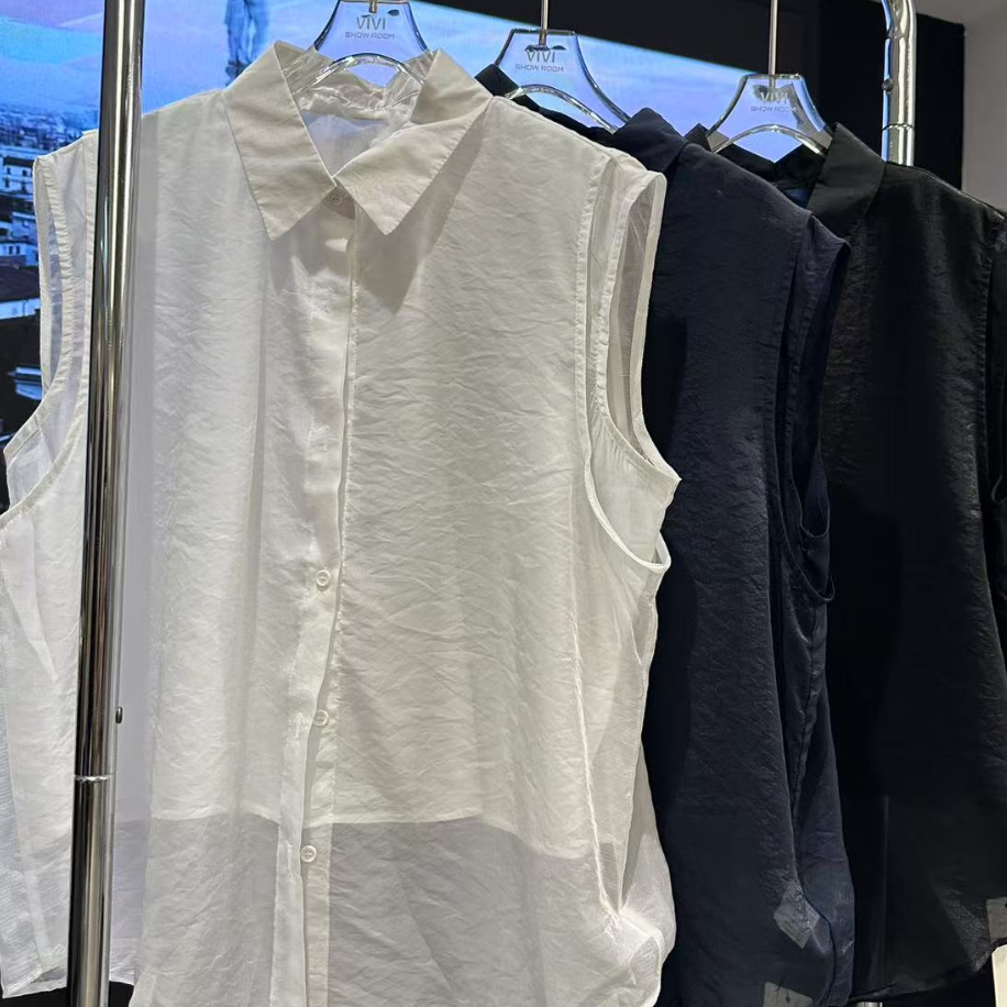 DEZI宝藏衣橱翻领无袖洋气时尚女夏季衬衣LS98115066