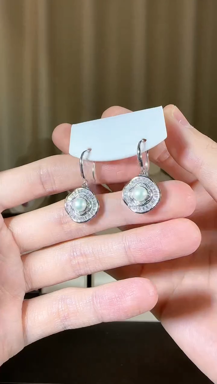 【闪购商品】淡水珍珠耳饰银S925镶嵌5mm耳钩