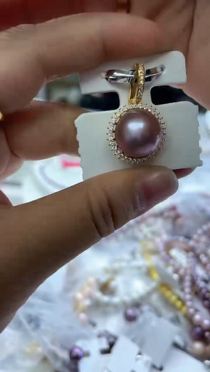 未镶嵌吊坠淡水珍珠紫色系太阳花 13-14mm（多样性发一）