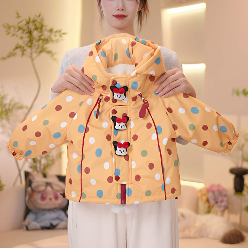 女童加绒夹棉加厚卡通连帽冲锋衣秋冬2025新款洋气女孩时髦外套潮