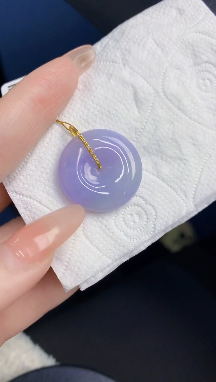 颈饰18K金镶嵌翡翠缅甸天然翡翠A货