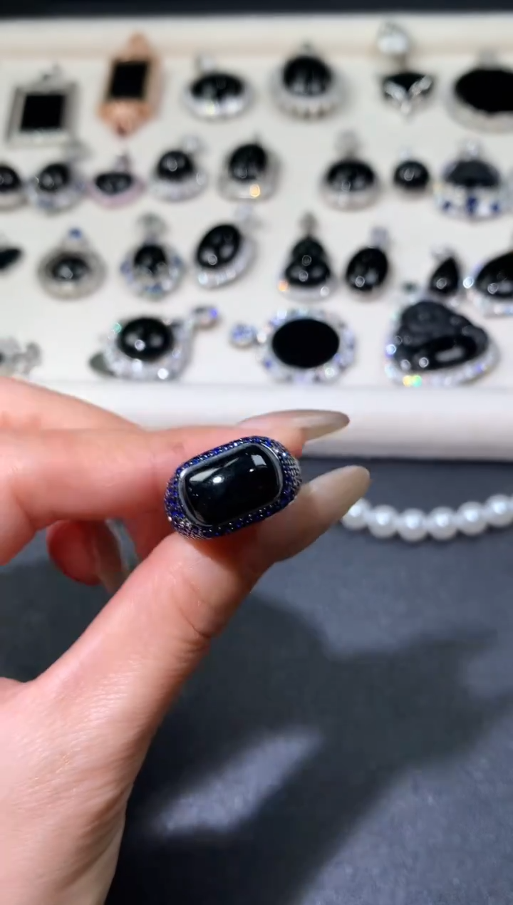 银S925镶嵌戒指翡翠翡翠